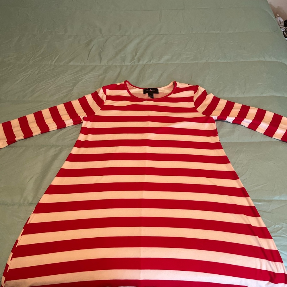 Red and White Velour Kids Dress